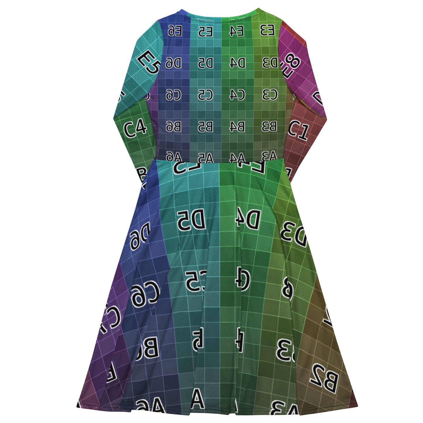 UV Texture Map Template long sleeve midi dress