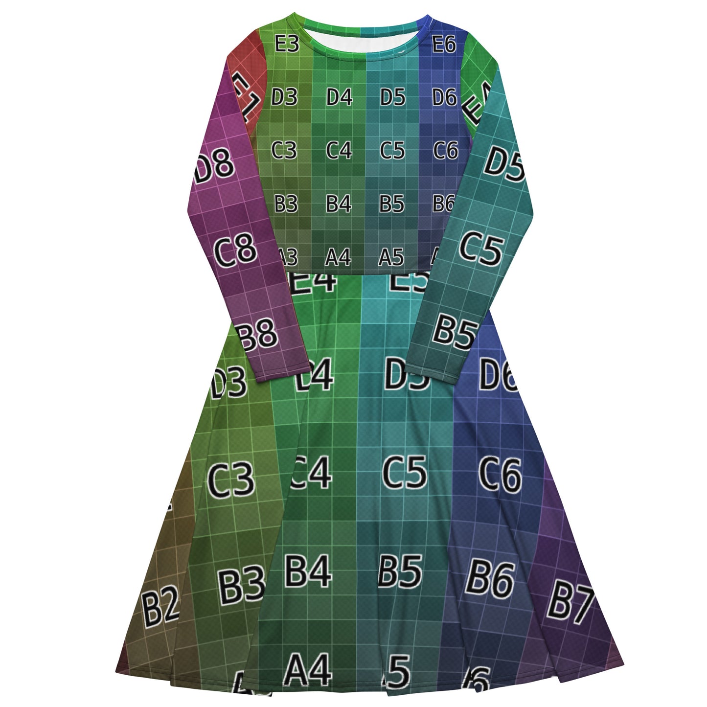 UV Texture Map Template long sleeve midi dress