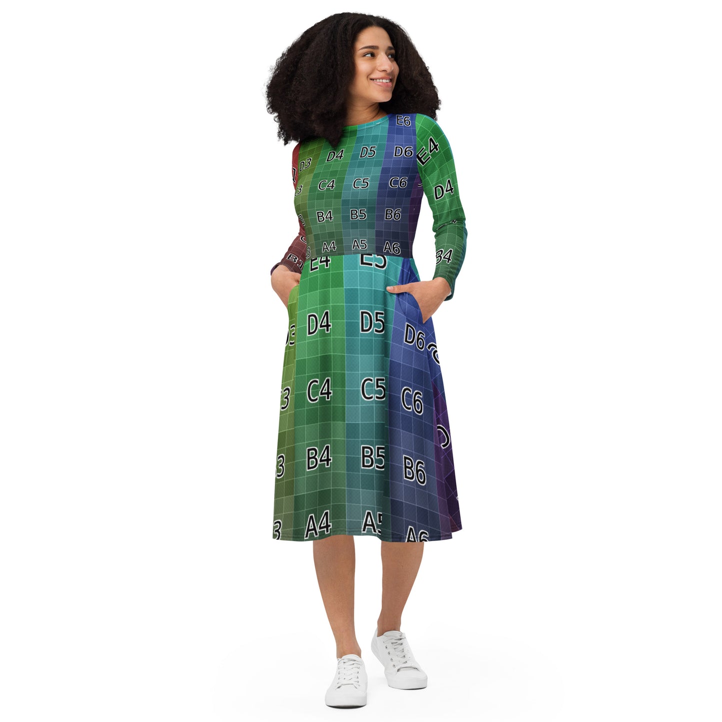 UV Texture Map Template long sleeve midi dress