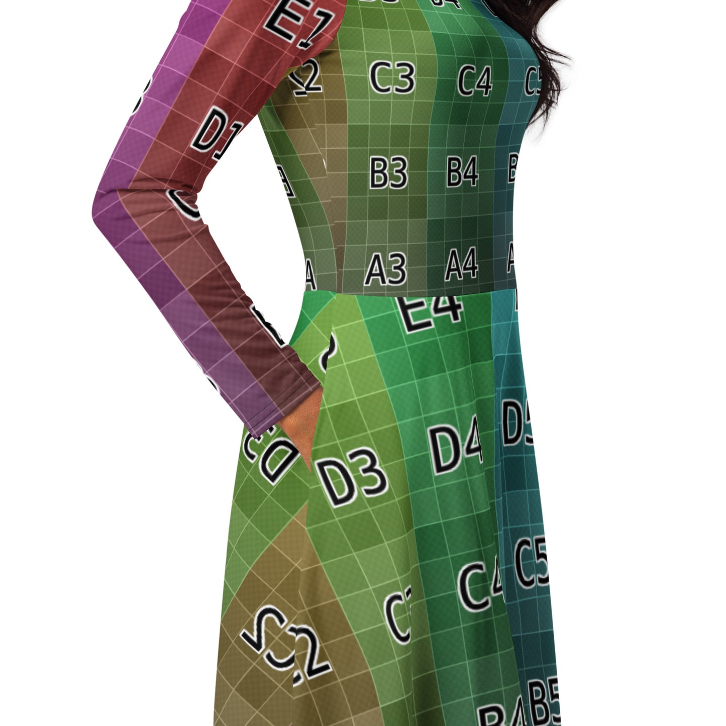 UV Texture Map Template long sleeve midi dress